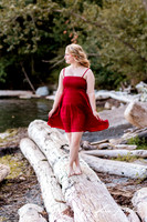 Young woman in red dress