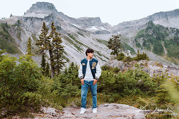 Young man in mountain scenery