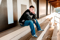 Young athlete in letterman jacket