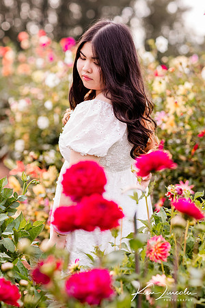 Young woman in flowers